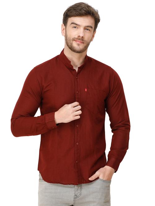 maroon solid casual shirt - 16943448 - Very Small Image - 1