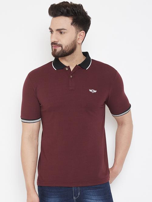 maroon solid polo t-shirt - 16943490 - Very Small Image - 1