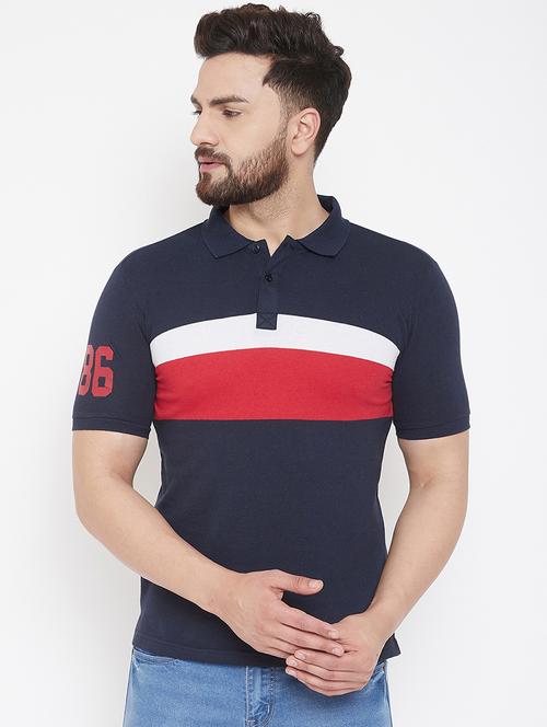 navy blue striped polo t-shirt - 16943502 - Very Small Image - 1