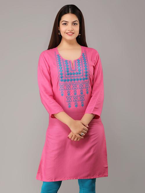 yoke embroidered straight kurta - 16943676 - Very Small Image - 1
