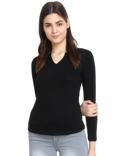 notch neck solid tee - 16943857 - Very Small Image - 1