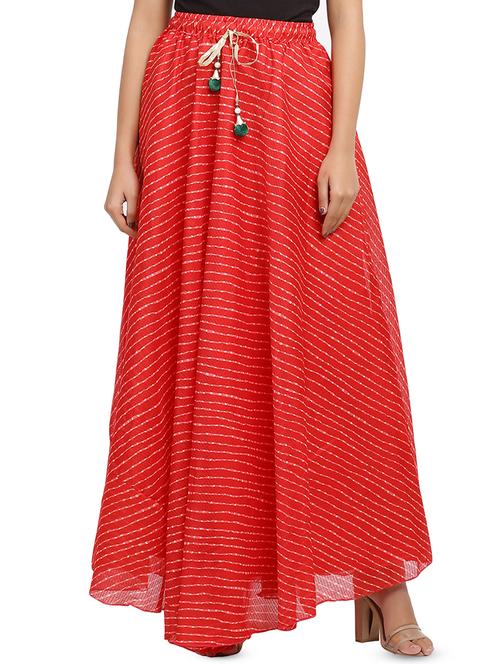 red cotton flared skirt - 16944572 - Very Small Image - 1