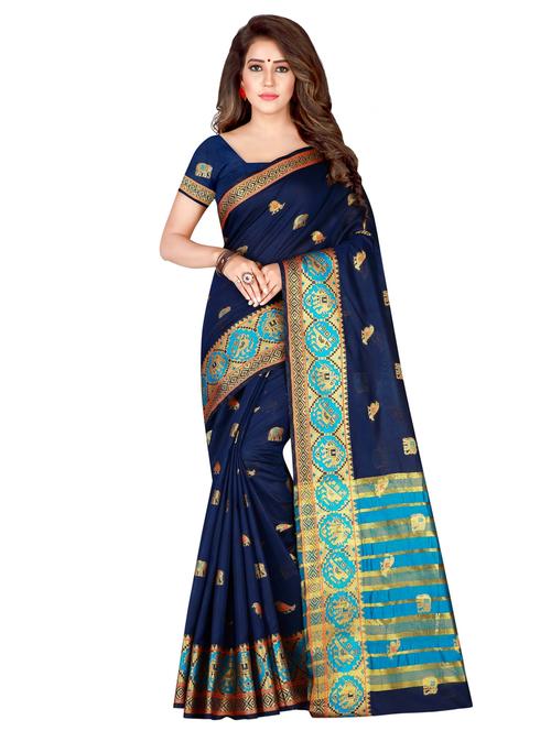 conversational woven saree with blouse - 16944987 - Very Small Image - 1