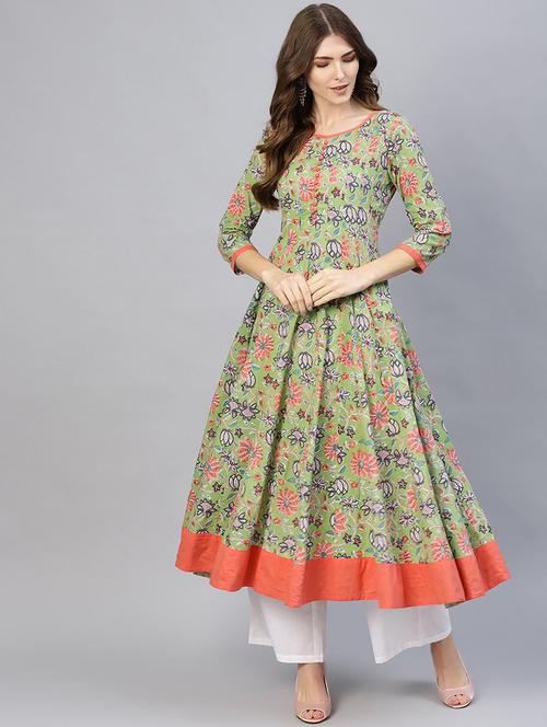 floral print flared kurta - 16946262 - Very Small Image - 1