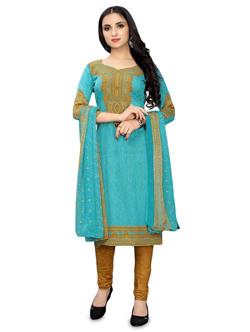 printed churidaar unstitched suit - 16946893 - Very Small Image - 1