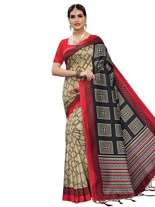 geometric print bhagalpuri saree with blouse - 16947098 - Very Small Image - 1