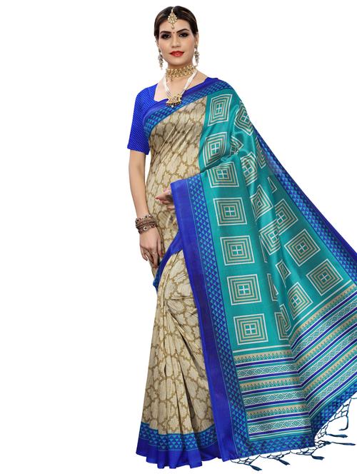 geometric print bhagalpuri saree with blouse - 16947100 - Very Small Image - 1
