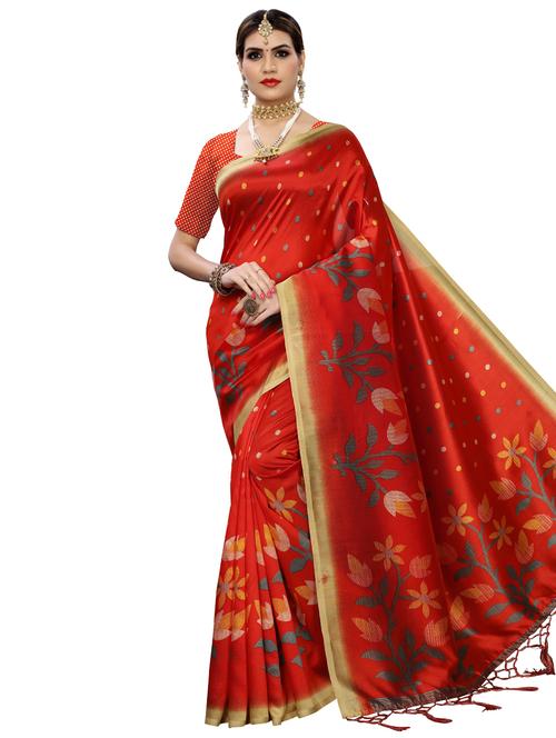 floral bhagalpuri saree with blouse - 16947129 - Very Small Image - 1