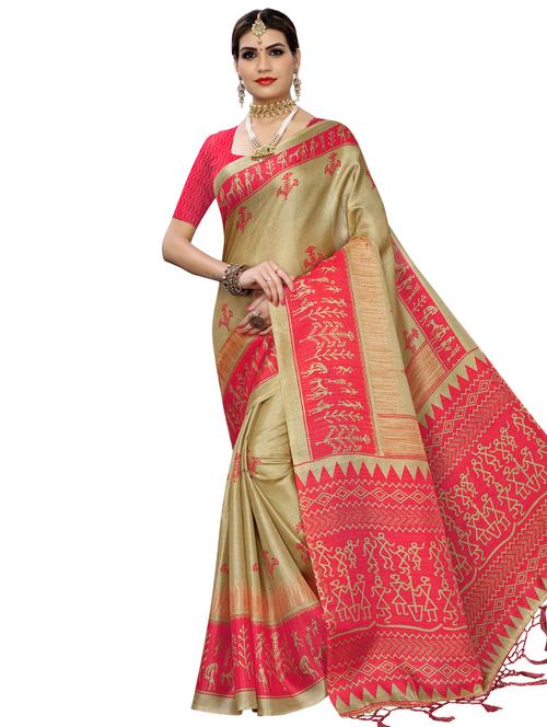 floral bhagalpuri saree with blouse - 16947131 - Very Small Image - 1