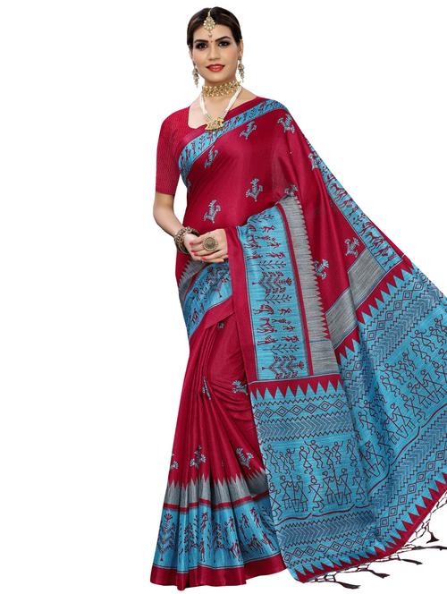floral bhagalpuri saree with blouse - 16947133 - Very Small Image - 1