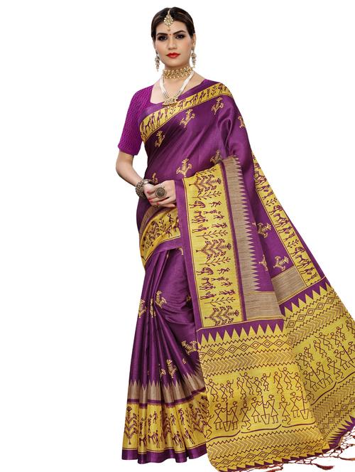 floral bhagalpuri saree with blouse - 16947137 - Very Small Image - 1