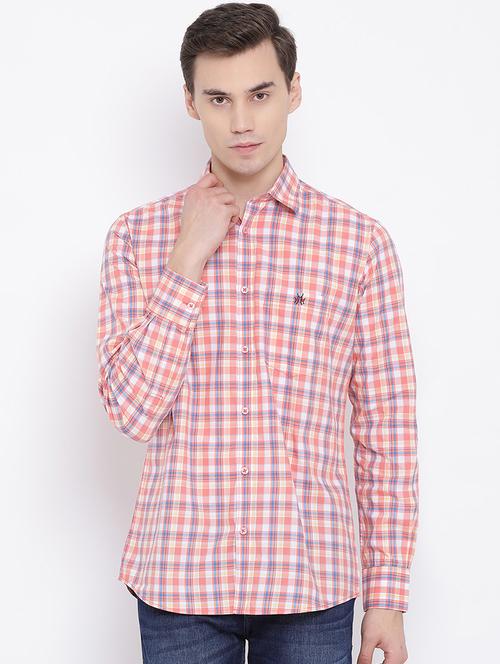 orange checkered casual shirt - 16947566 - Very Small Image - 1