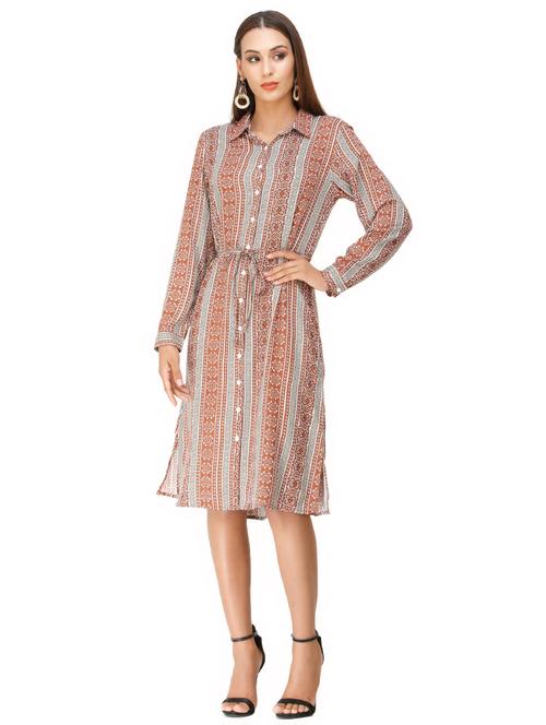 tie front striped shirt dress - 16947664 - Very Small Image - 1