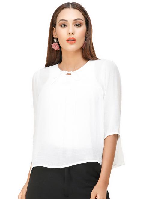 tie up neck peasant top - 16947668 - Very Small Image - 1