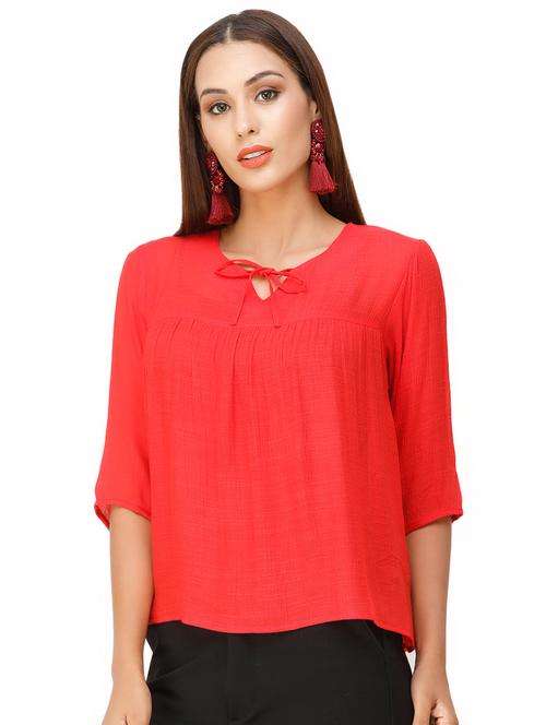 tie up neck peasant top - 16947671 - Very Small Image - 1