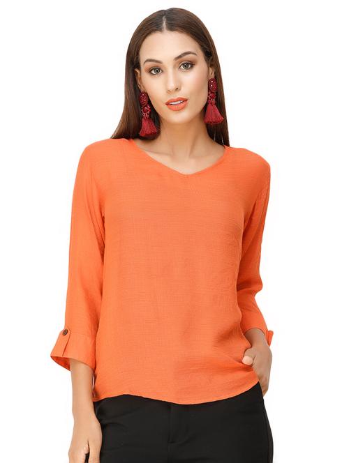 v-neck solid top - 16947676 - Very Small Image - 1