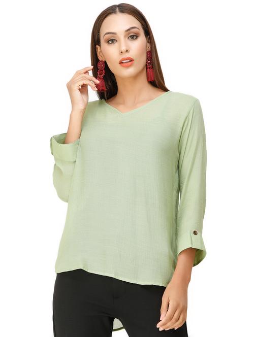 v-neck solid top - 16947678 - Very Small Image - 1