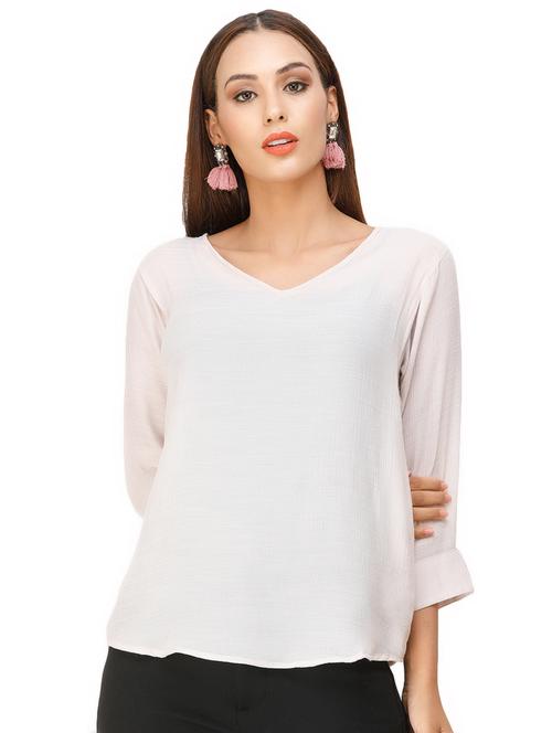 v-neck solid top - 16947679 - Very Small Image - 1