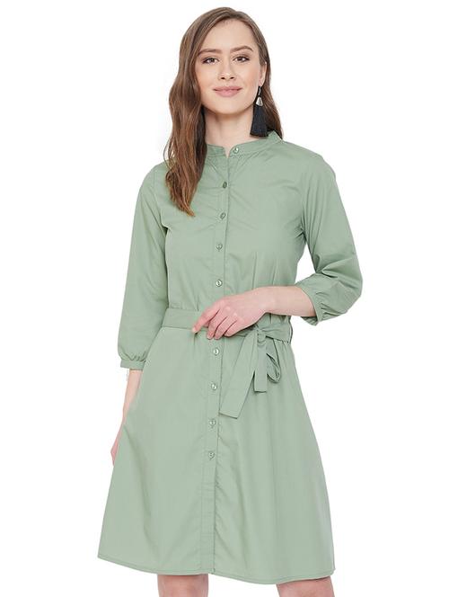 tie front button-up a-line dress - 16947699 - Very Small Image - 1