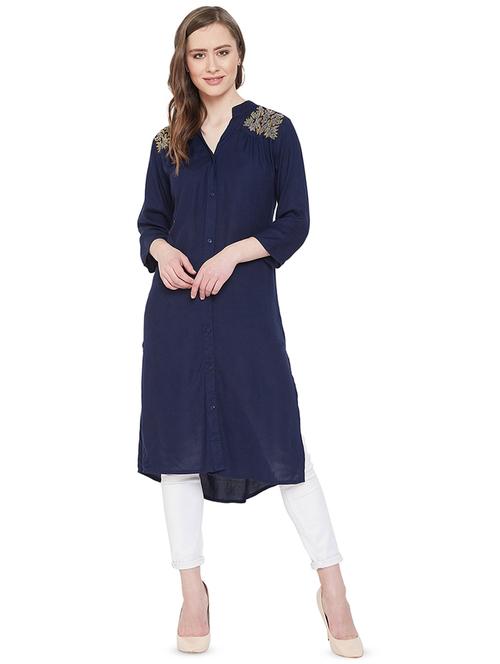 yoke embroidered a-line kurta - 16947724 - Very Small Image - 1