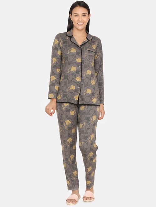 lapel neck quirky pajama set - 16948171 - Very Small Image - 1