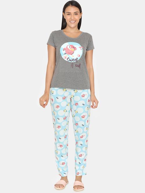 quirky tee with pajama set - 16948172 - Very Small Image - 1