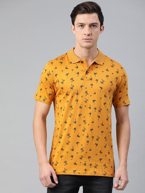 orange printed polo t-shirt - 16949077 - Very Small Image - 1