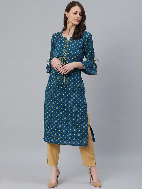 geometric print straight kurta - 16949400 - Very Small Image - 1