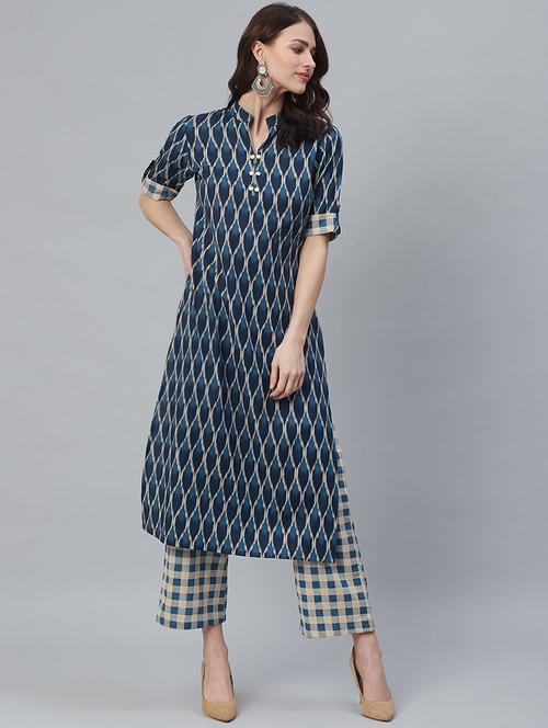 ikat kurta palazzo set - 16949412 - Very Small Image - 1