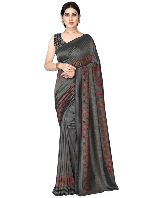ikat printed saree with blouse - 16949790 - Very Small Image - 1