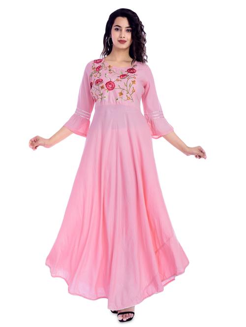 yoke embroidered flared kurta - 16949849 - Very Small Image - 1