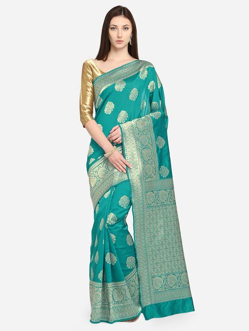 floral banarasi saree with blouse - 16950226 - Very Small Image - 1