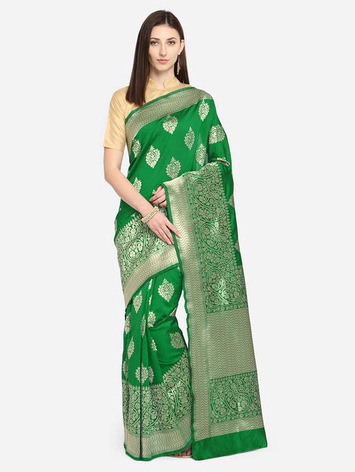floral banarasi saree with blouse - 16950228 - Very Small Image - 1
