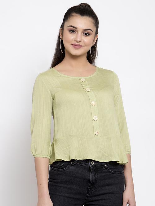 round neck button-up top - 16950693 - Very Small Image - 1