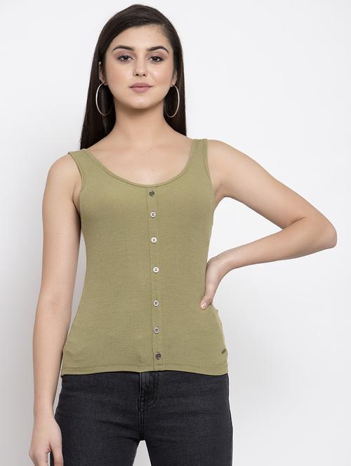 scoop neck button-up top - 16950724 - Very Small Image - 1