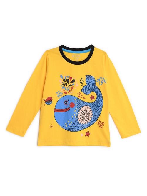 yellow cotton regular tops & tee - 16950879 - Very Small Image - 1