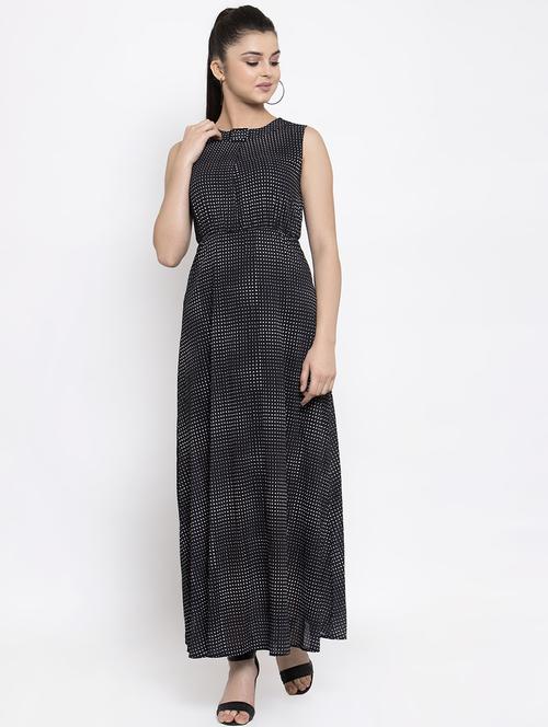 round neck printed maxi dress - 16952279 - Very Small Image - 1