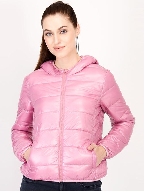 hooded neck color block quilted jacket - 16952318 - Very Small Image - 1