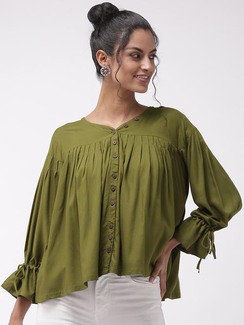 drawstring sleeves solid top - 16952343 - Very Small Image - 1