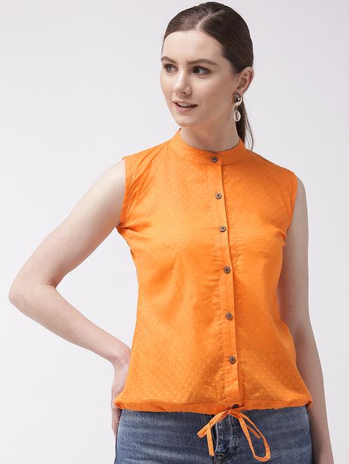 mandarin neck printed top - 16952363 - Very Small Image - 1