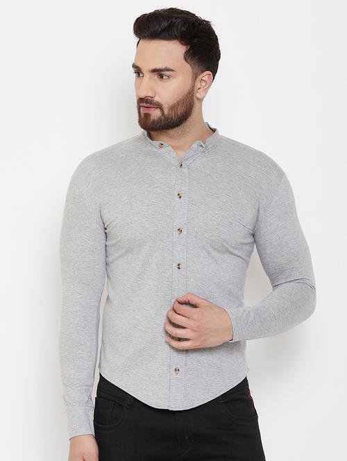 grey solid casual shirt - 16952429 - Very Small Image - 1