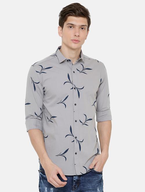 grey printed casual shirt - 16952645 - Very Small Image - 1