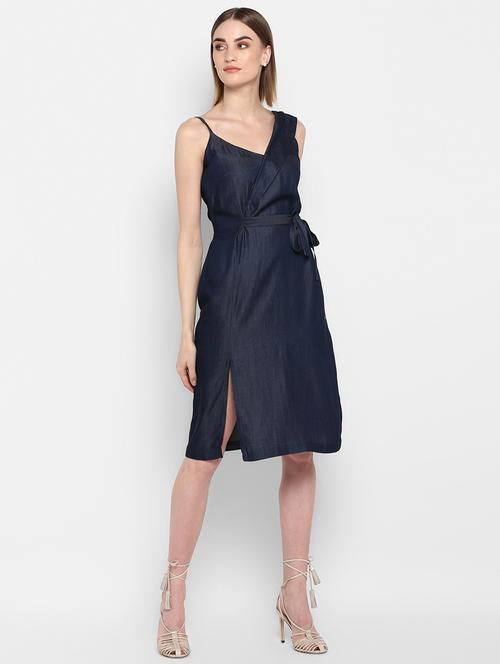 overlap neck tie front a-line dress - 16952667 - Very Small Image - 1