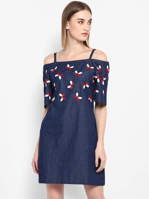 off shoulder denim dress - 16952669 - Very Small Image - 1