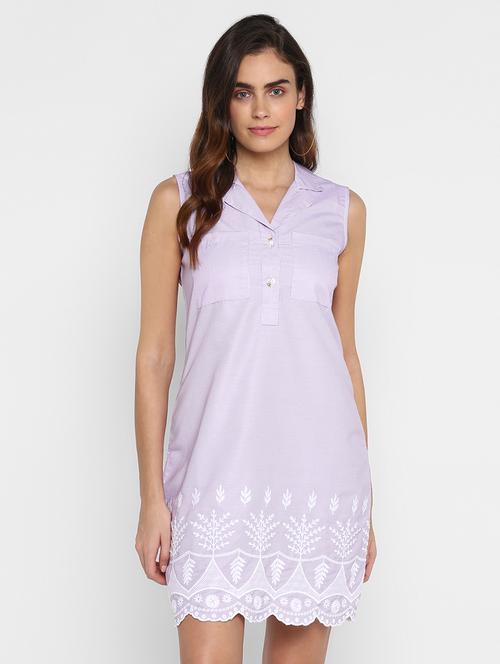 embroidered hem shirt dress - 16952672 - Very Small Image - 1