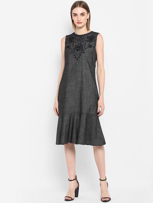 embroidered panel a-line dress - 16952675 - Very Small Image - 1