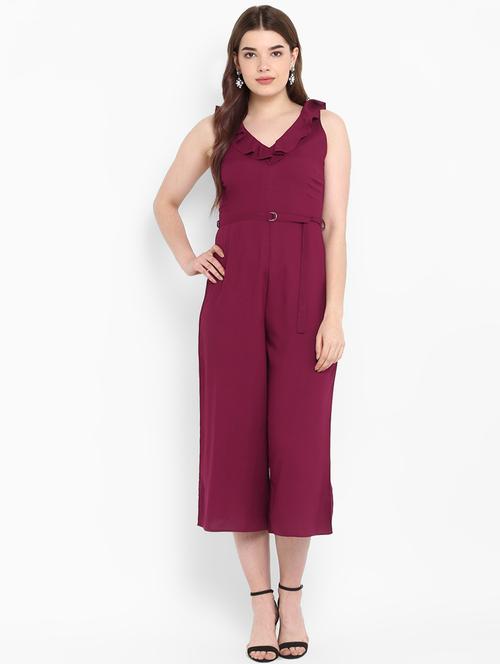 ruffled neck belted jumpsuit - 16952700 - Very Small Image - 1