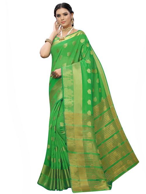 self design banarasi saree with blouse - 16953205 - Very Small Image - 1