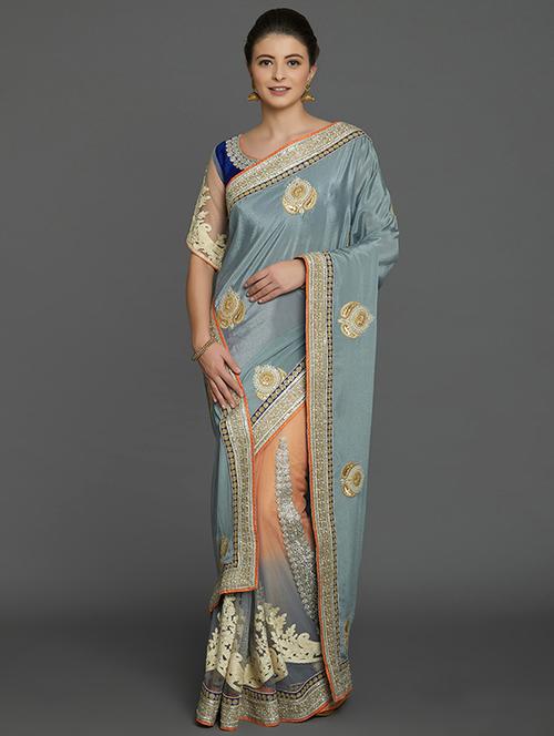 ombre embroidered saree with blouse - 16953687 - Very Small Image - 1