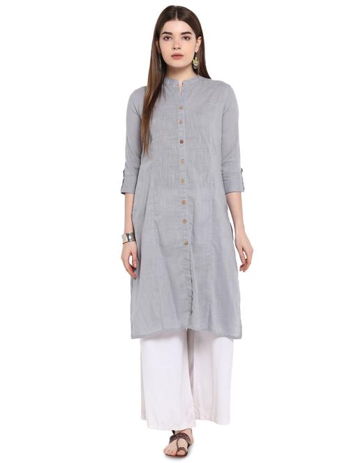 solid straight kurta - 16953872 - Very Small Image - 1